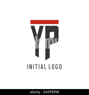 YP initial esport logo with simple shield design style vector graphic Stock Vector