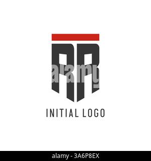 RR initial esport logo with simple shield design style vector graphic Stock Vector