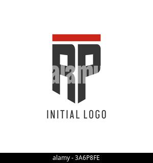 RP initial esport logo with simple shield design style vector graphic Stock Vector