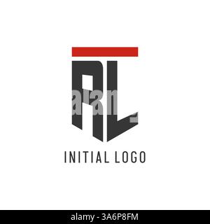 RL initial esport logo with simple shield design style vector graphic Stock Vector