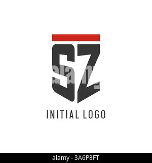 SZ initial esport logo with simple shield design style vector graphic Stock Vector