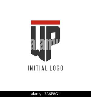 WP initial esport logo with simple shield design style vector graphic Stock Vector