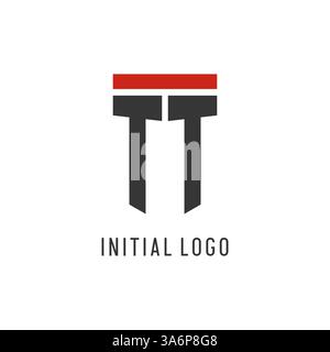 TT initial esport logo with simple shield design style vector graphic Stock Vector