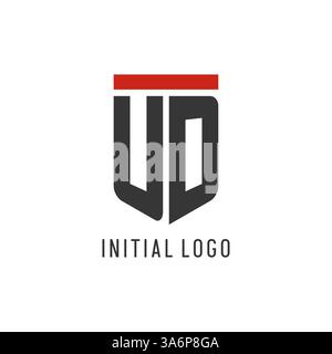 UD initial esport logo with simple shield design style vector graphic Stock Vector