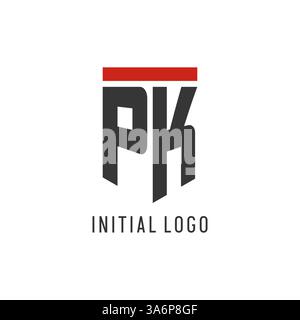 PK initial esport logo with simple shield design style vector graphic Stock Vector