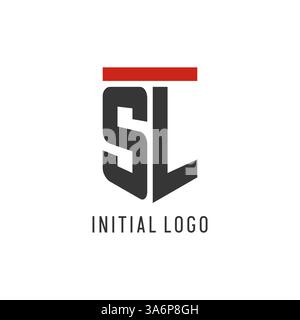 SL initial esport logo with simple shield design style vector graphic Stock Vector