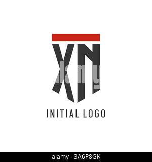 XN initial esport logo with simple shield design style vector graphic Stock Vector