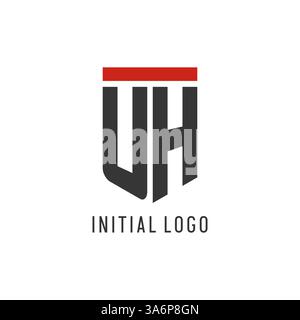 UH initial esport logo with simple shield design style vector graphic Stock Vector