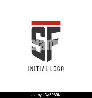 SF initial esport logo with simple shield design style vector graphic Stock Vector