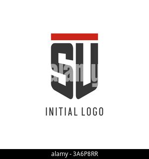 SU initial esport logo with simple shield design style vector graphic Stock Vector