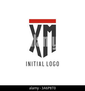 XM initial esport logo with simple shield design style vector graphic Stock Vector