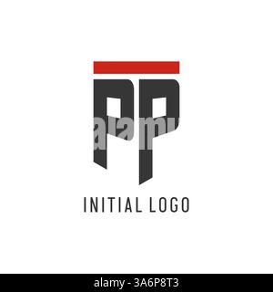 PP initial esport logo with simple shield design style vector graphic Stock Vector