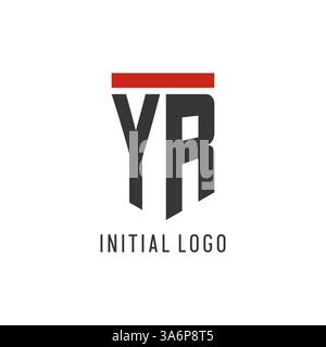 YR initial esport logo with simple shield design style vector graphic Stock Vector