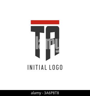 TA initial esport logo with simple shield design style vector graphic Stock Vector