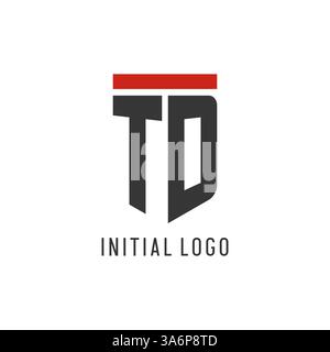 TD initial esport logo with simple shield design style vector graphic Stock Vector