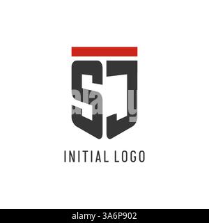 SJ initial esport logo with simple shield design style vector graphic Stock Vector