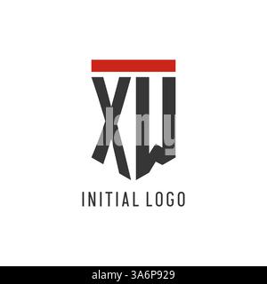 XW initial esport logo with simple shield design style vector graphic Stock Vector