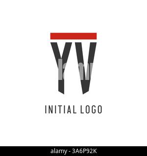 YV initial esport logo with simple shield design style vector graphic Stock Vector