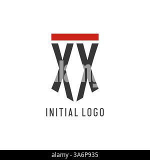 XX initial esport logo with simple shield design style vector graphic Stock Vector