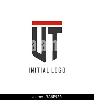UT initial esport logo with simple shield design style vector graphic Stock Vector