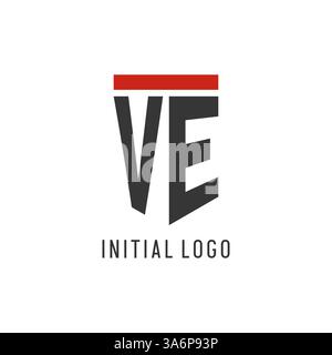 VE initial esport logo with simple shield design style vector graphic Stock Vector