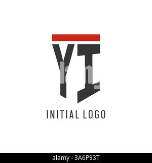 YI initial esport logo with simple shield design style vector graphic Stock Vector