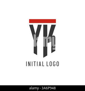 YK initial esport logo with simple shield design style vector graphic Stock Vector