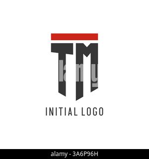 TM initial esport logo with simple shield design style vector graphic Stock Vector