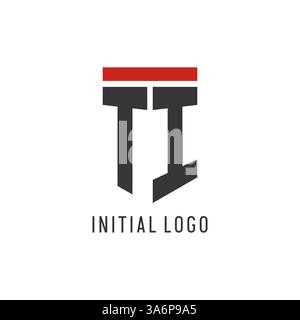 TI initial esport logo with simple shield design style vector graphic Stock Vector
