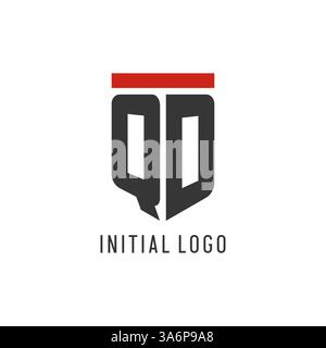 QD initial esport logo with simple shield design style vector graphic Stock Vector