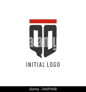 QO initial esport logo with simple shield design style vector graphic Stock Vector