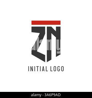 ZN initial esport logo with simple shield design style vector graphic Stock Vector