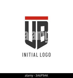 UB initial esport logo with simple shield design style vector graphic Stock Vector