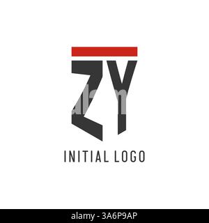 ZY initial esport logo with simple shield design style vector graphic Stock Vector