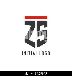 ZS initial esport logo with simple shield design style vector graphic Stock Vector