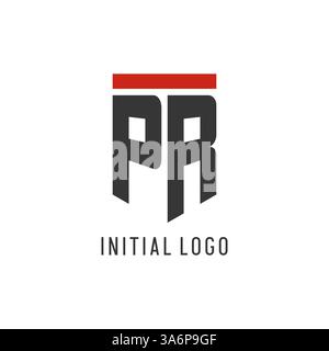 PR initial esport logo with simple shield design style vector graphic Stock Vector