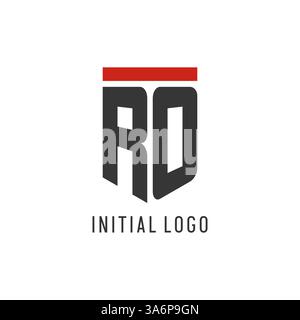 RO initial esport logo with simple shield design style vector graphic Stock Vector