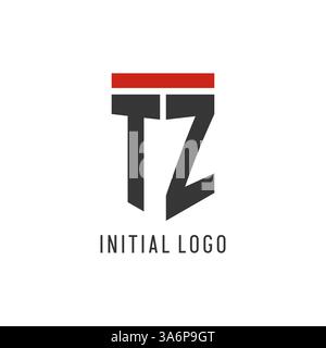 TZ initial esport logo with simple shield design style vector graphic Stock Vector