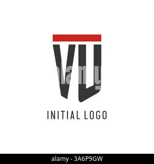 VU initial esport logo with simple shield design style vector graphic Stock Vector