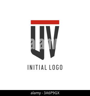 UV initial esport logo with simple shield design style vector graphic Stock Vector