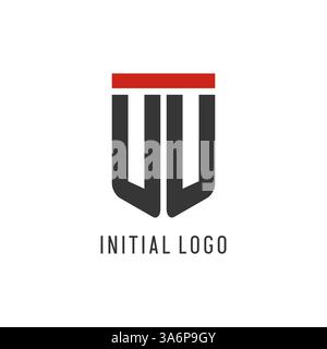 UU initial esport logo with simple shield design style vector graphic Stock Vector