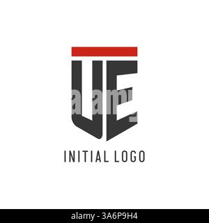 UE initial esport logo with simple shield design style vector graphic Stock Vector