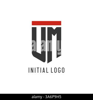 UM initial esport logo with simple shield design style vector graphic Stock Vector