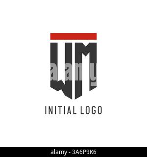 WM initial esport logo with simple shield design style vector graphic Stock Vector
