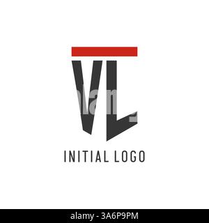 VL initial esport logo with simple shield design style vector graphic Stock Vector