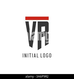 VR initial esport logo with simple shield design style vector graphic Stock Vector