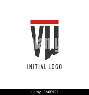VW initial esport logo with simple shield design style vector graphic Stock Vector