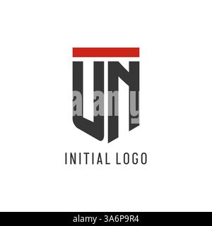 UN initial esport logo with simple shield design style vector graphic Stock Vector