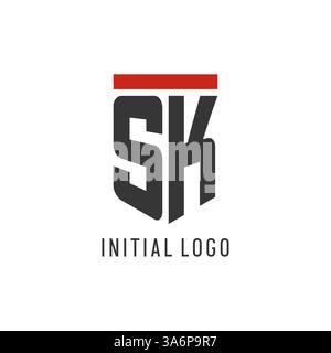 SK initial esport logo with simple shield design style vector graphic Stock Vector