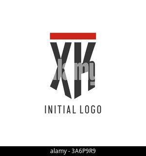 XK initial esport logo with simple shield design style vector graphic Stock Vector